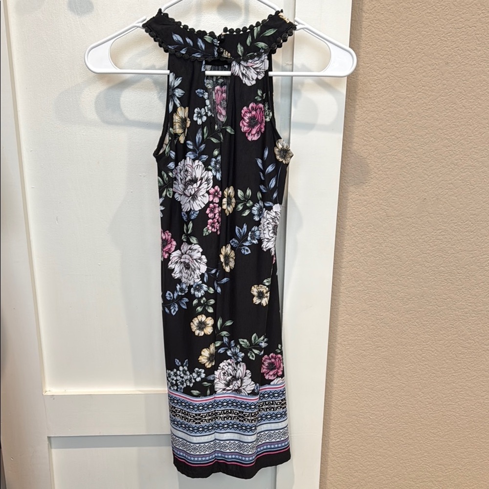 Girls Size M Stella & Sienna Serafina Halter Swing Floral Black Dress
